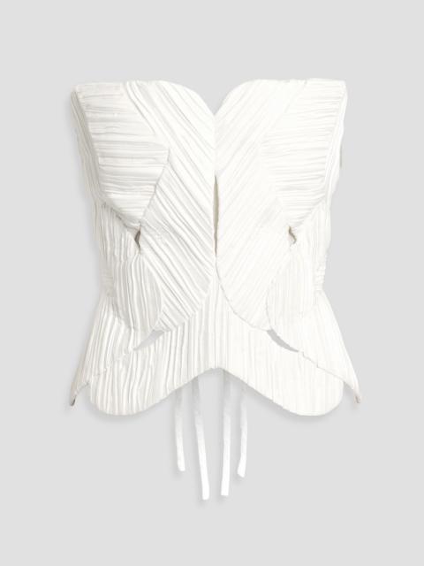Cult Gaia Gami strapless plissé-woven bustier top