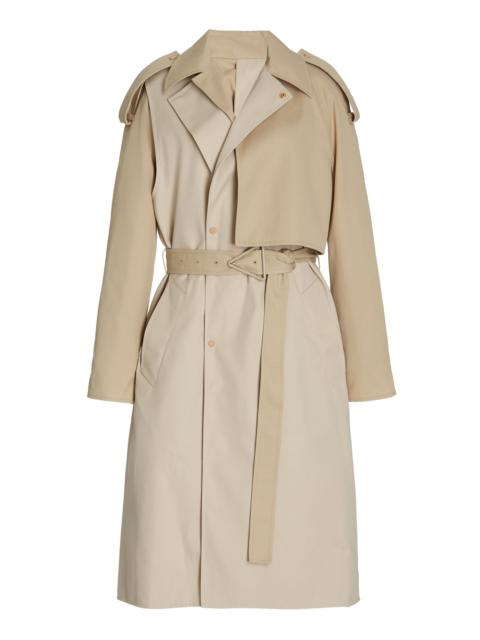 Bottega Veneta Removable Sleeve Crepe Trench Coat neutral