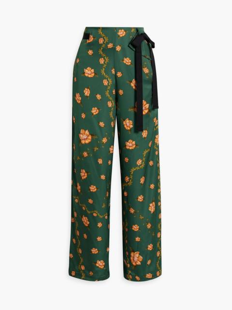 Agua by Agua Bendita Memoria Esoterico floral-print satin straight-leg pants
