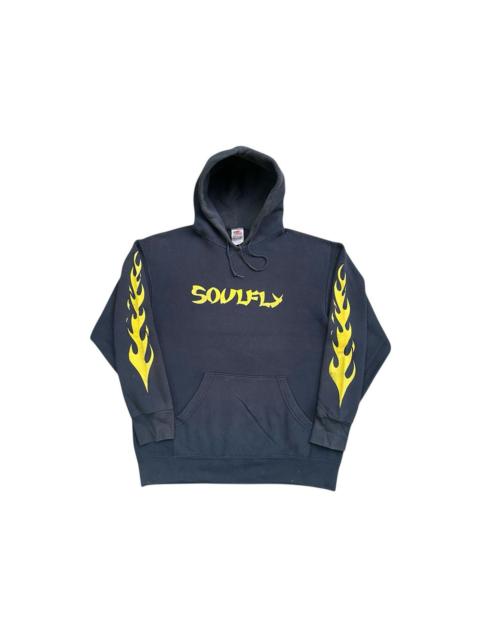 Other Designers Vintage - Vtg 2002 Soulfly Fire Band Hoodie Blue Grape License FOTL L