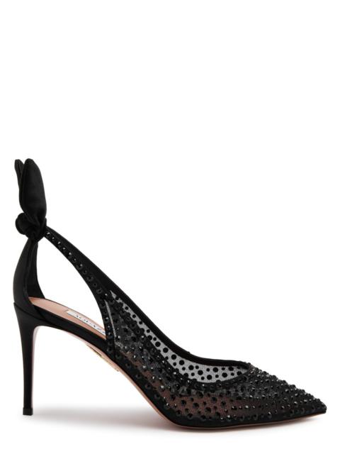 Aquazzura Bow Tie 85 Crystal-embellished Tulle Pumps