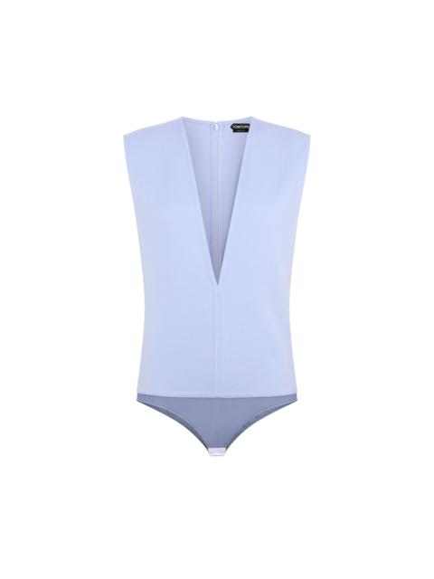 TOM FORD DOUBLE FACE LIGHT WOOL V-NECK BODYSUIT