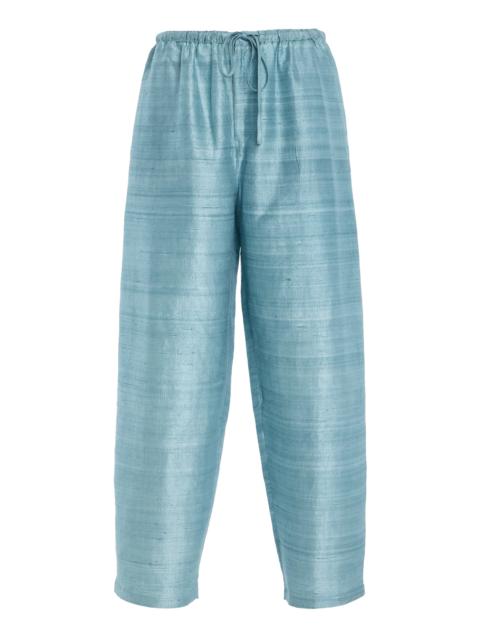 BY MALENE BIRGER Lyria Mid-Rise Silk Wide-Leg Pants light blue