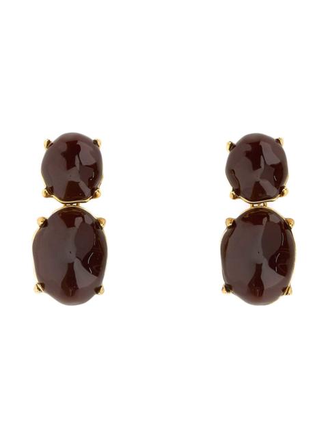 SAINT LAURENT Brown Metal And Resin Earrings