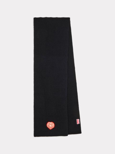 KENZO 'KENZO Boke Heart' embroidered scarf in wool and cotton