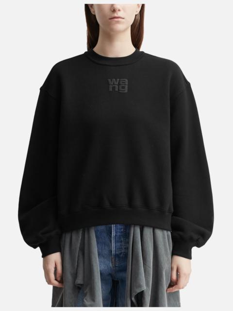 alexanderwang.t PUFF LOGO ESSENTIAL TERRY CREW SWEATSHIRT