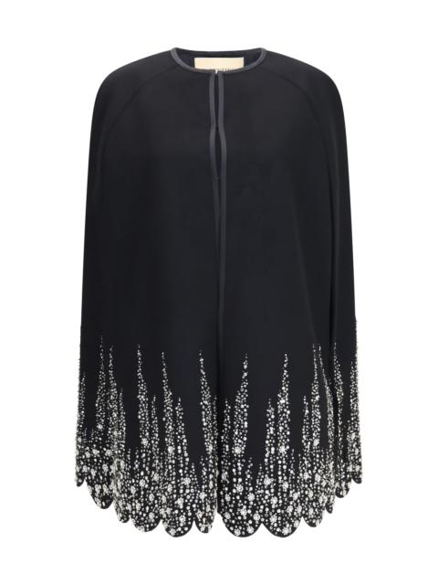 Valentino Valentino Compact Drap Cape with Rhinestones Black/Silver