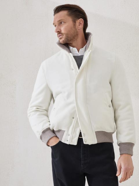 Brunello Cucinelli Lightweight water-resistant cashmere aviator jacket with shearling lining