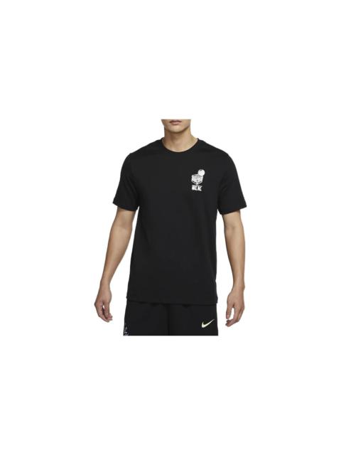 Nike Men's Nike Logo Geometry Pattern Printing Round Neck Short Sleeve Black T-Shirt DR7638-010