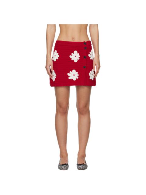 MSGM Red Crocheted Miniskirt