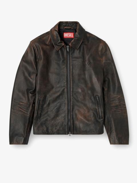 Diesel Diesel L-Amar-Wrd Leather Jacket Brown