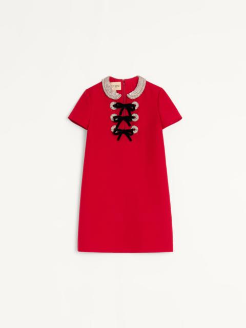 Valentino EMBROIDERED CREPE COUTURE SHORT DRESS