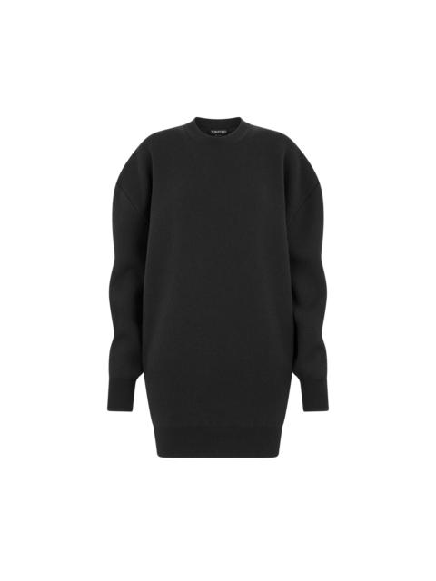 TOM FORD SCULPTURAL WOOL CASHMERE SWEATSHIRT MINI DRESS