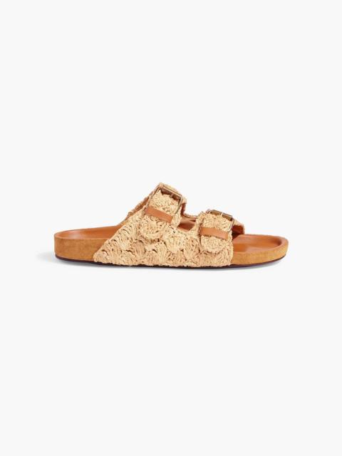 Isabel Marant Lennyo buckled leather-trimmed raffia slides