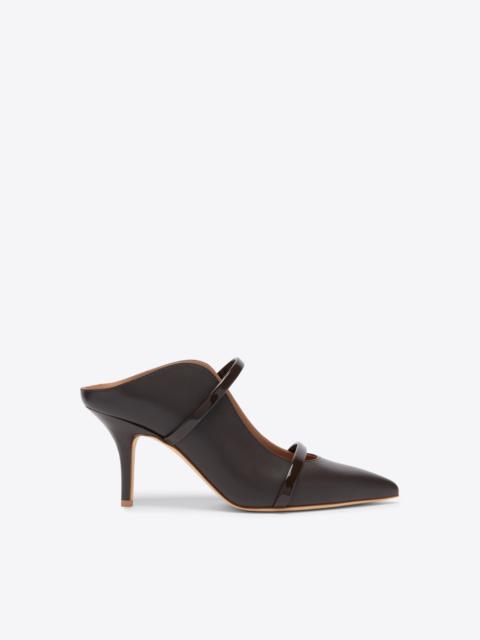 MALONE SOULIERS Maureen 70 Ebony Leather Heeled Mules