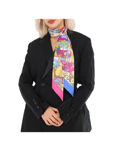 FERRAGAMO Ferragamo Ladies Multicolor Studio Print Silk Skinny Scarf