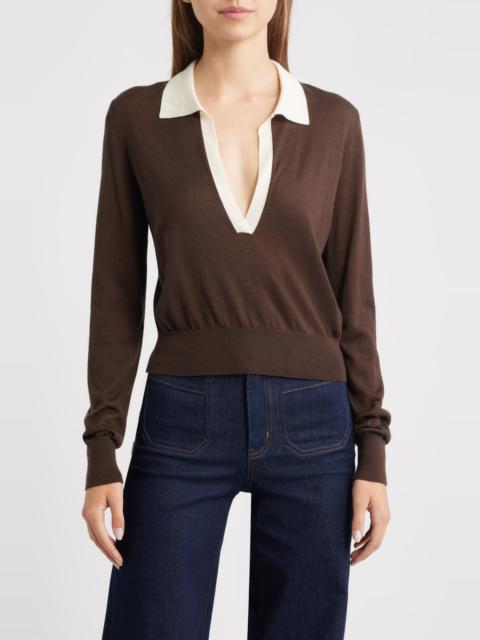 FRAME FRAME The Two Tone Cashmere & Silk Blend Polo Sweater in Coffee Multi at Nordstrom