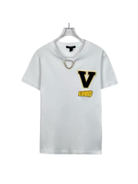 Louis Vuitton White T-Shirt With Yellow "V" & Louis Patch Mens L