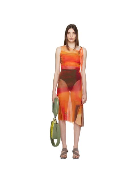 PAULA CANOVAS DEL VAS Orange Cutout Midi Dress