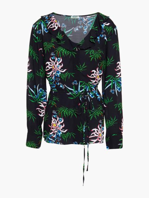 KENZO Ruffle-trimmed floral-print crepe blouse