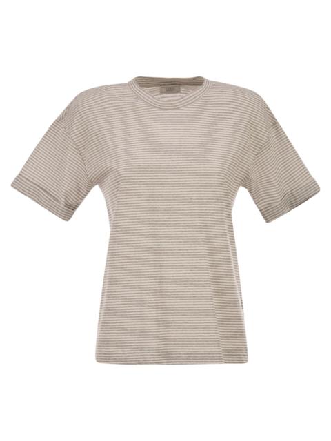PESERICO Peserico Women Striped Linen And Cotton T-Shirt With Luminous Yarns