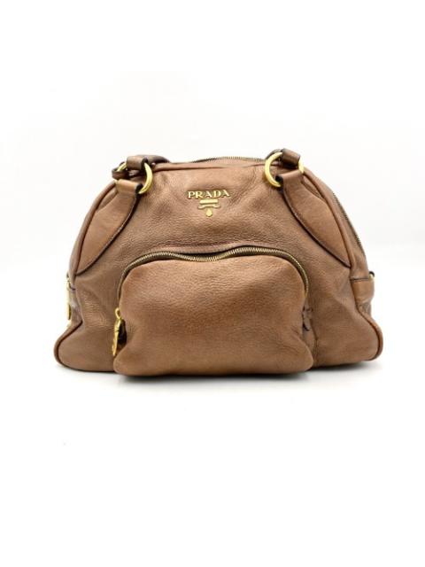 Prada Prada Brown Leather Dome Shoulder Bag