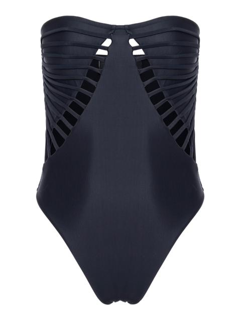 ADRIANA DEGREAS x Sabine Getty Cutout Strapless One-Piece Swimsuit black