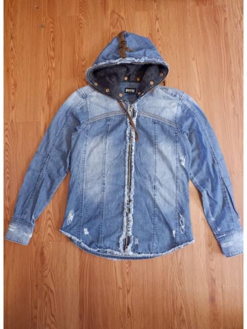 PPFM Vintage PPFM Distressed Full Zip Denim Shirts Hoodie