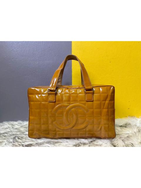 CHANEL Authentic Chanel Coco Mark Chocolate Bar Patent Bowler