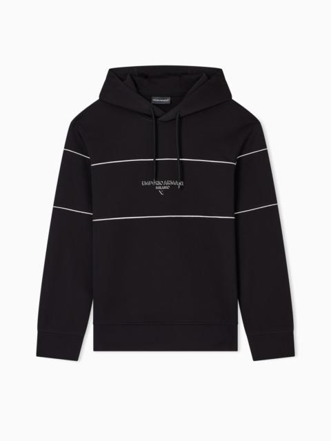 EMPORIO ARMANI DOUBLE-JERSEY HOODED SWEATSHIRT WITH 3D-EFFECT LOGO
