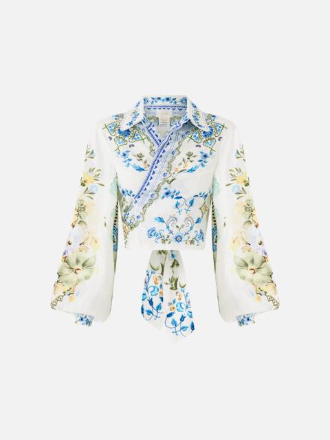 CAMILLA CROPPED WRAP SHIRT