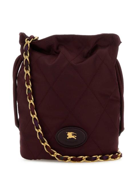 Burberry Burberry Women Burgundy Canvas Horseshoe Bucket Bag