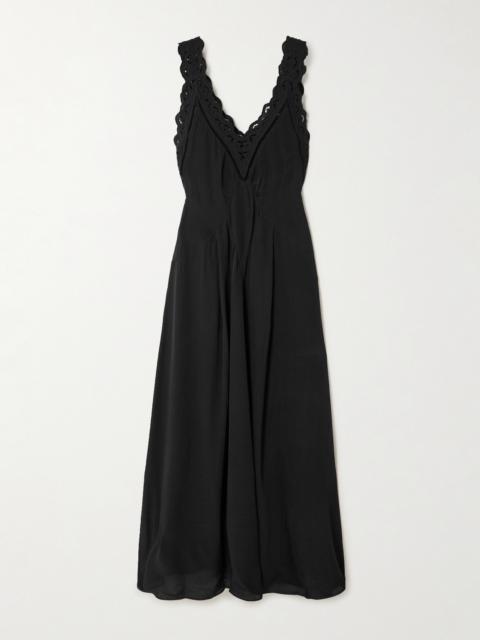 Isabel Marant Freda Broderie Anglaise-trimmed Crepe Maxi Dress