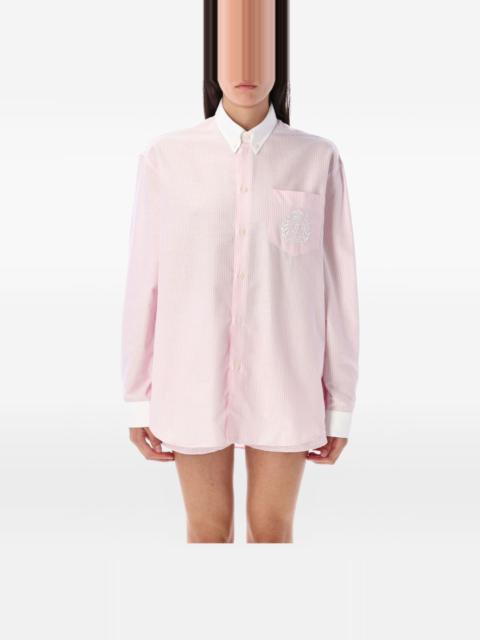Sporty & Rich crest-embroidered striped shirt