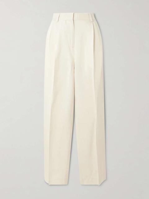 Pleated woven tapered pants Ecru