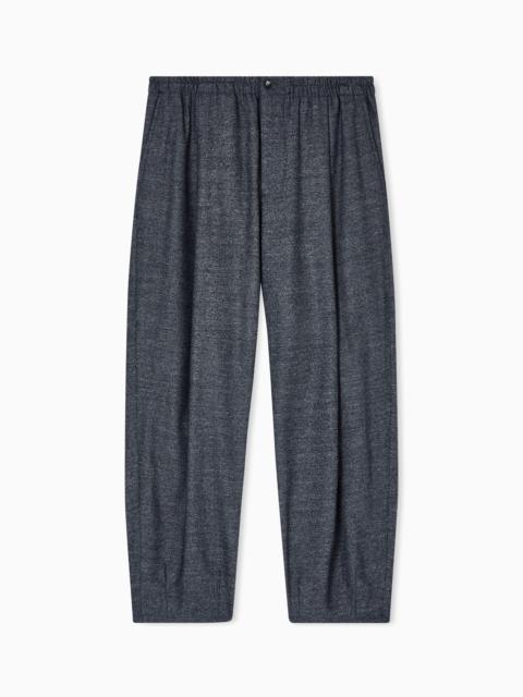 GIORGIO ARMANI SINGLE-PLEAT TROUSERS IN DENIM-EFFECT VIRGIN-WOOL