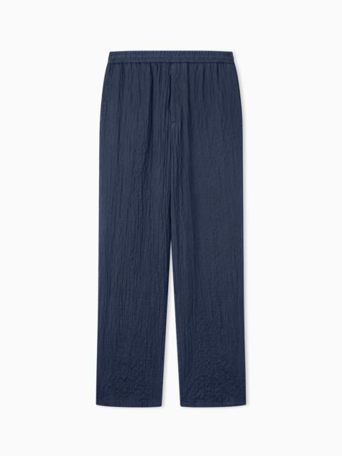 GIORGIO ARMANI FLAT FRONT TROUSERS IN LYOCELL AND SILK FROISSÉ