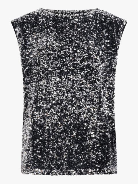 Junya Watanabe SLEEVELESS SEQUIN KNIT TOP | BLACK/SILVER