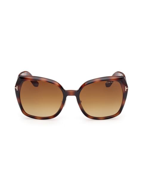TOM FORD TOM FORD Plum 58mm Gradient Butterfly Sunglasses in Shiny Havana /Brown Lenses at Nordstrom