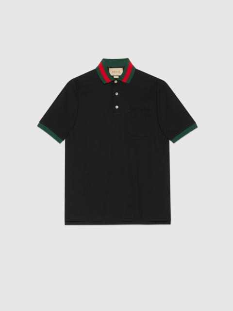 GUCCI Cotton piquet polo with Web collar