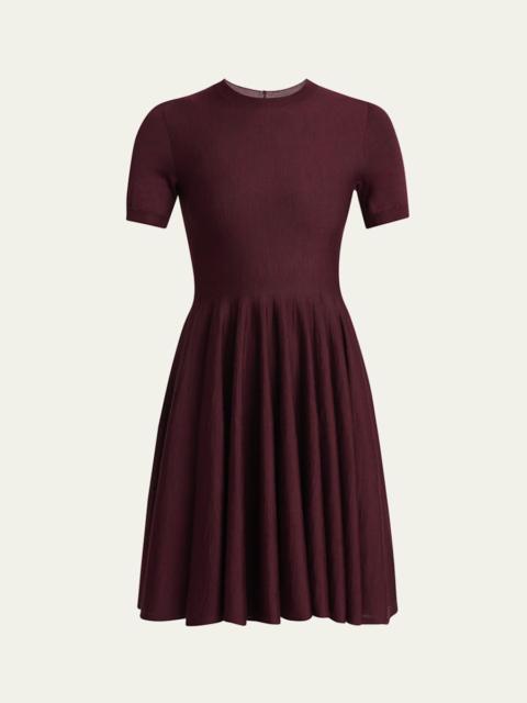 Alaïa Short-Sleeve Fit-&-Flare Mini Dress