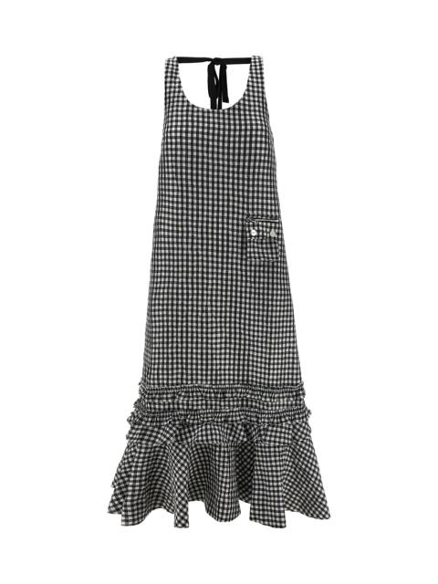 GANNI 'crinkled Check Long' Dress