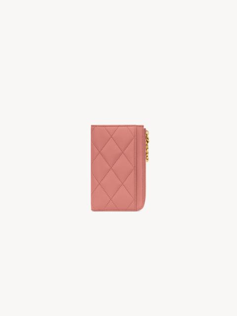 SAINT LAURENT CASSANDRE BIJOU ZIP CARD CASE IN LAMBSKIN