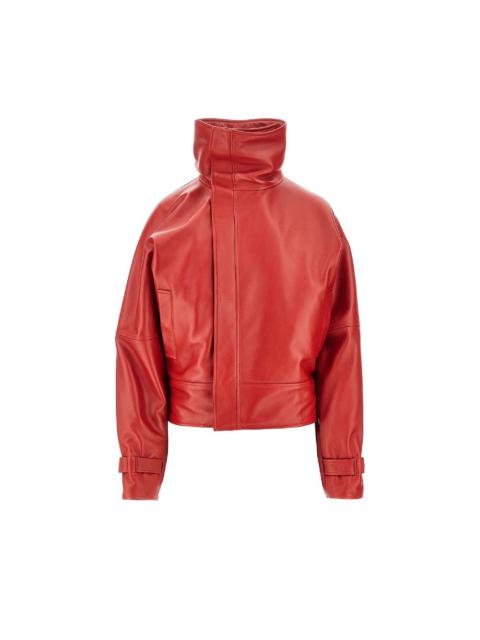 BALENCIAGA Balenciaga Rounded Shoulders Leather Jacket Red
