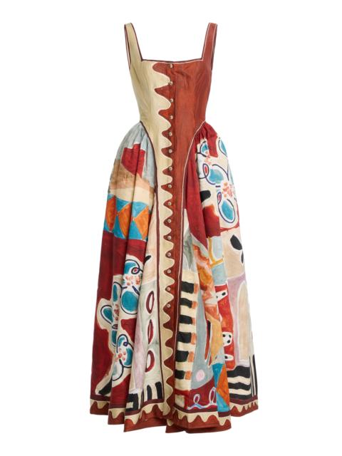 ALÉMAIS Michelle Linen-Blend Midi Dress multi