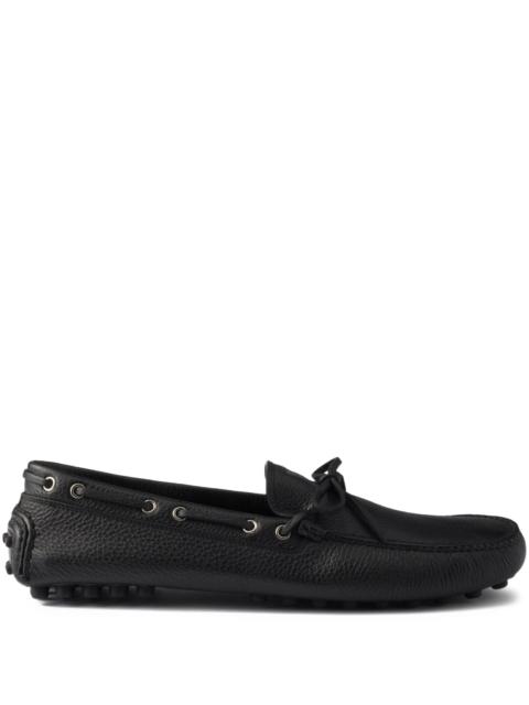 Prada Prada Printed-logo Leather Boat Shoes