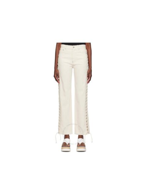 Stella Mccartney Ladies White Mid-Rise Straight-Leg Jeans