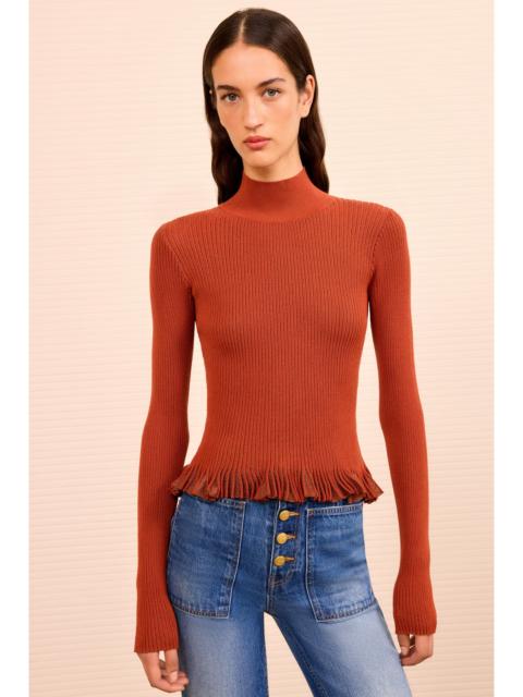 ULLA JOHNSON Yulia Ruffle Turtleneck Top