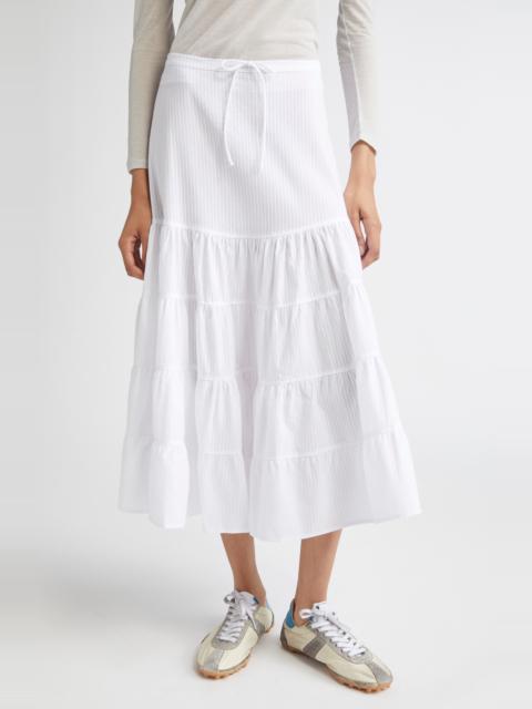 paloma wool Paloma Wool Long Etoile Stripe Tiered Cotton Maxi Skirt in White at Nordstrom