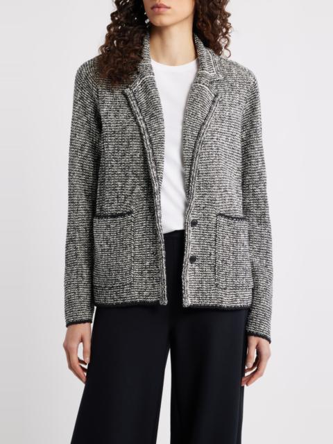 EILEEN FISHER Eileen Fisher Cotton Blend Tweed Jacket in Black/Soft White at Nordstrom